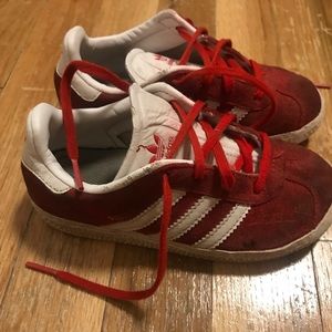 Toddler red adidas gazelles size 10